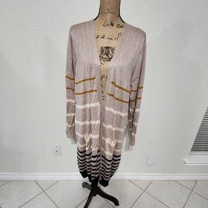JOSEPH A. Striped long comfy warm cardigan sweater duster length plus size new!!